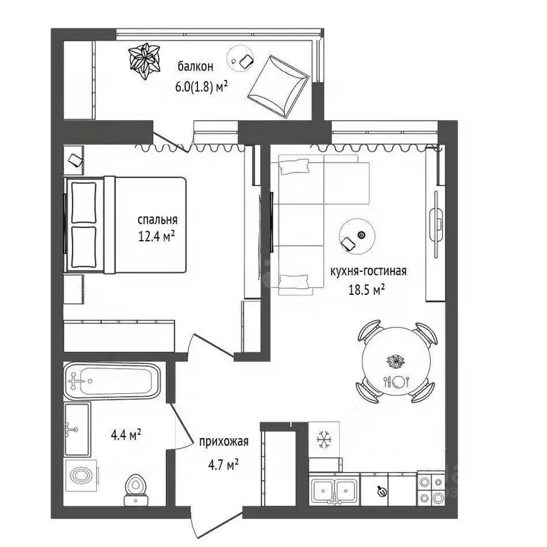 1-к кв. Тюменская область, Тюмень ул. Фармана Салманова, 16 (39.7 м) - Фото 1