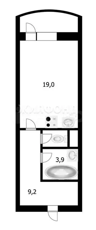 Квартира-студия, 33,6 м, 14/15 эт. - Фото 0