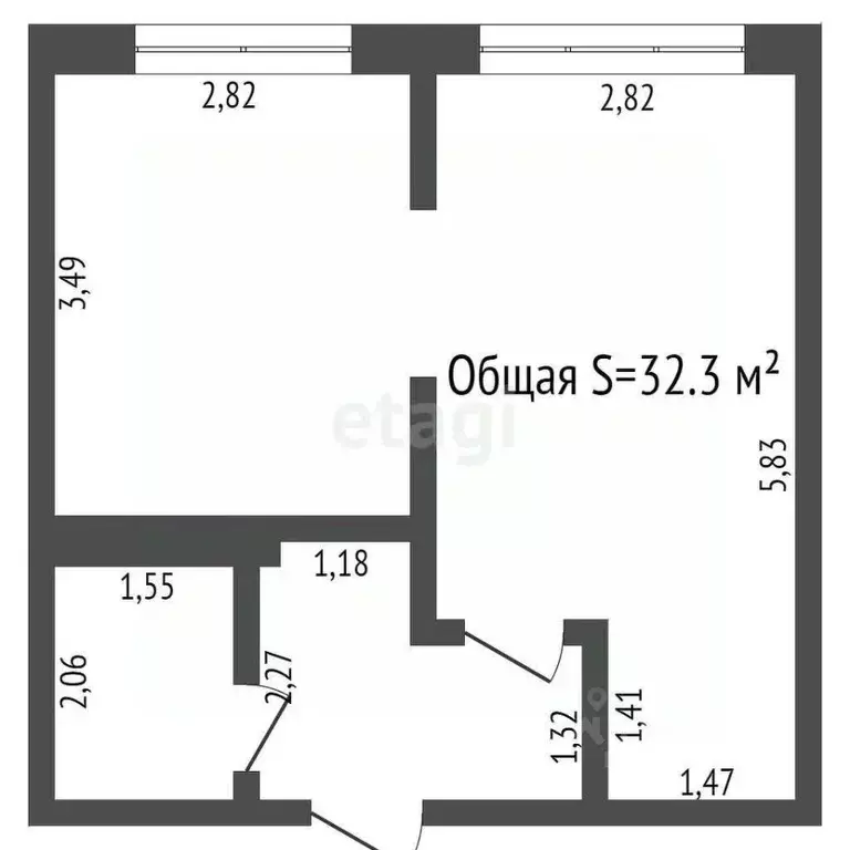 1-к кв. Кемеровская область, Кемерово Белозерная ул., 21 (32.3 м) - Фото 2