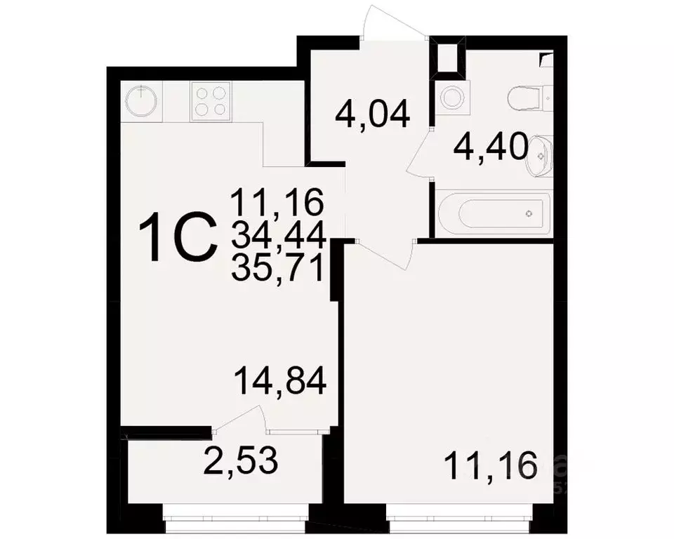 1-к кв. Рязанская область, Рязань Аура жилой комплекс (34.44 м) - Фото 1