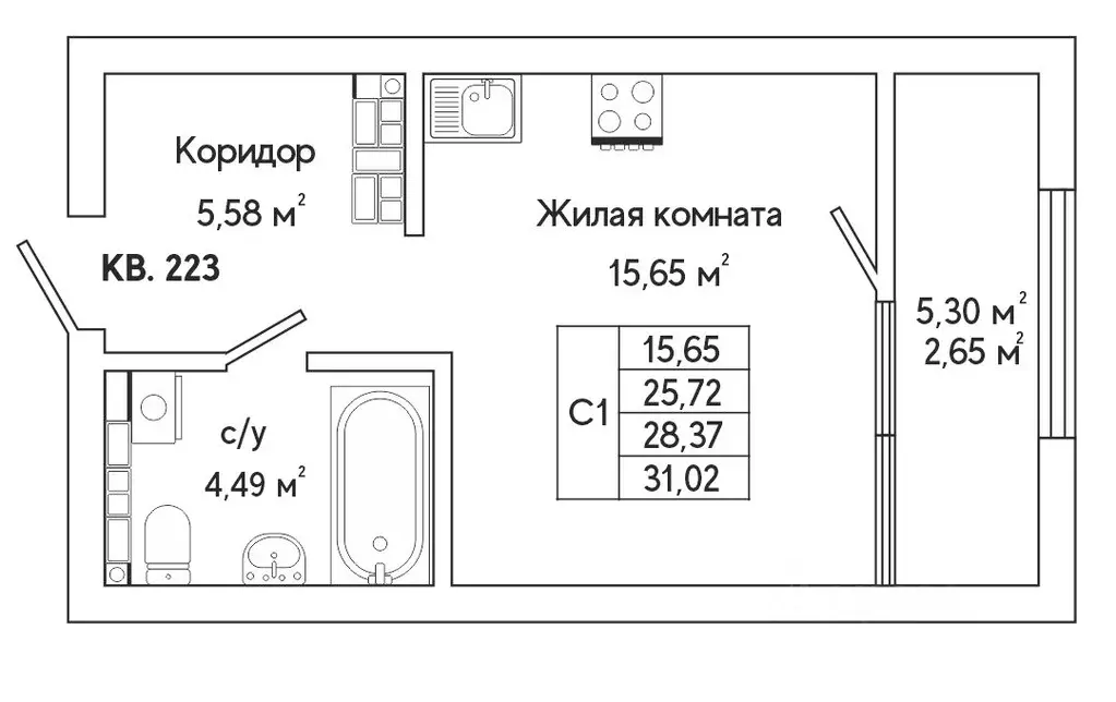 1-к кв. Свердловская область, Екатеринбург ул. Яскина, 16 (31.12 м) - Фото 0