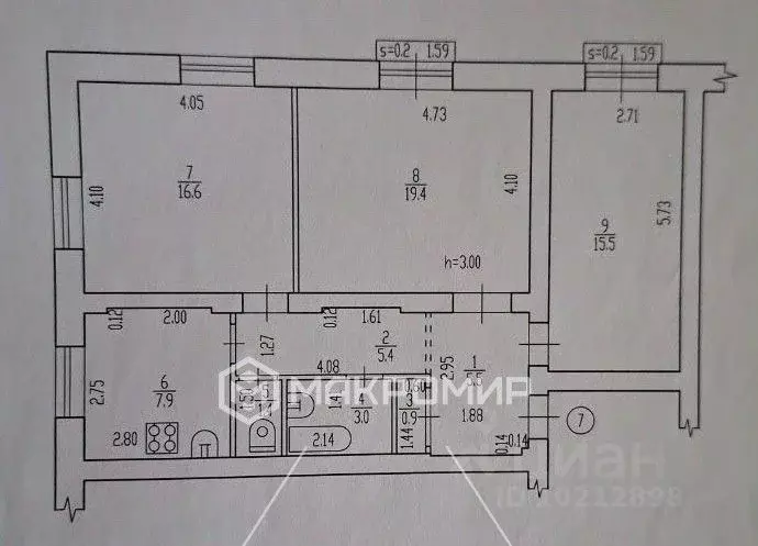 3-к кв. Брянская область, Брянск ул. Дуки, 49 (75.6 м) - Фото 2