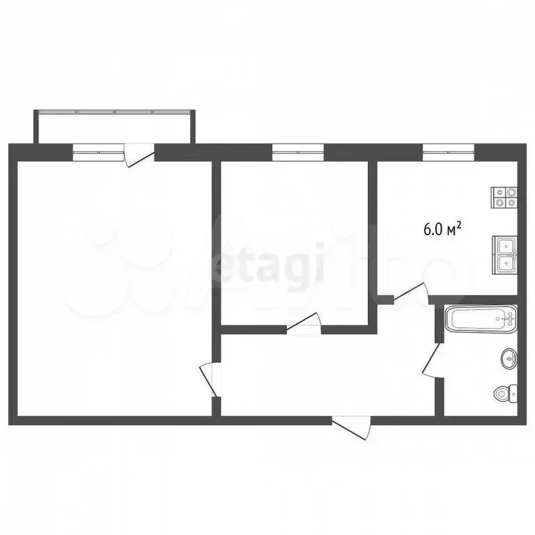 2-к. квартира, 44 м, 3/5 эт. - Фото 1