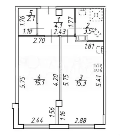 1-к. квартира, 40 м, 5/18 эт. - Фото 0