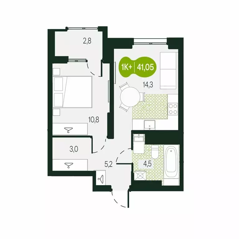 2-комнатная квартира: Чита, микрорайон Каштакский (41.05 м) - Фото 0