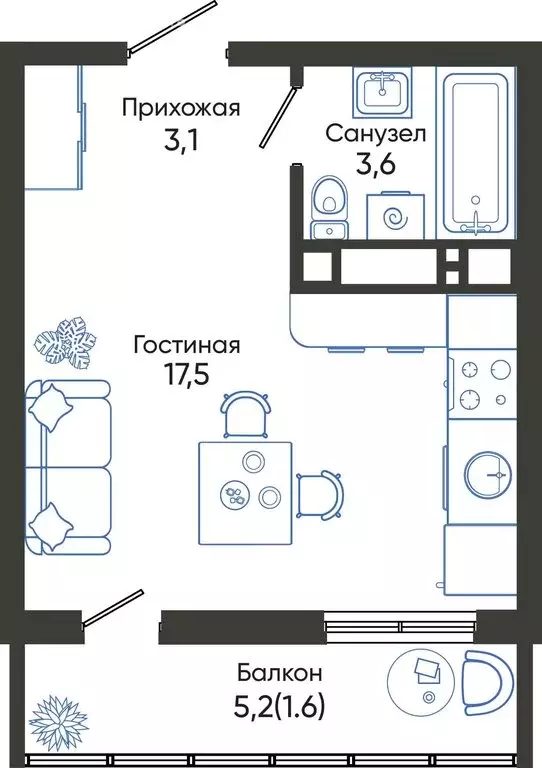 Квартира-студия: Новороссийск, улица Куникова, 55к1 (25.8 м) - Фото 0