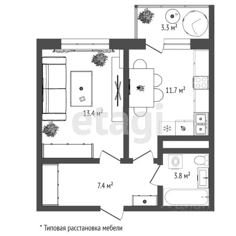 1-к кв. Тюменская область, Тюмень ул. Тальниковая, 1 (35.9 м) - Фото 2