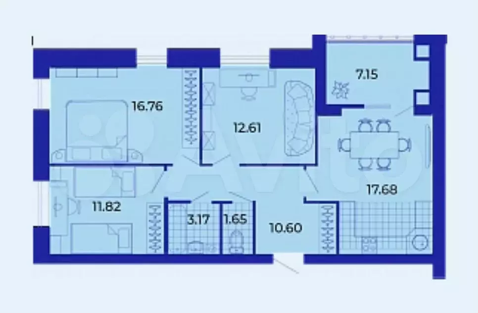3-к. квартира, 82,1 м, 9/9 эт. - Фото 1