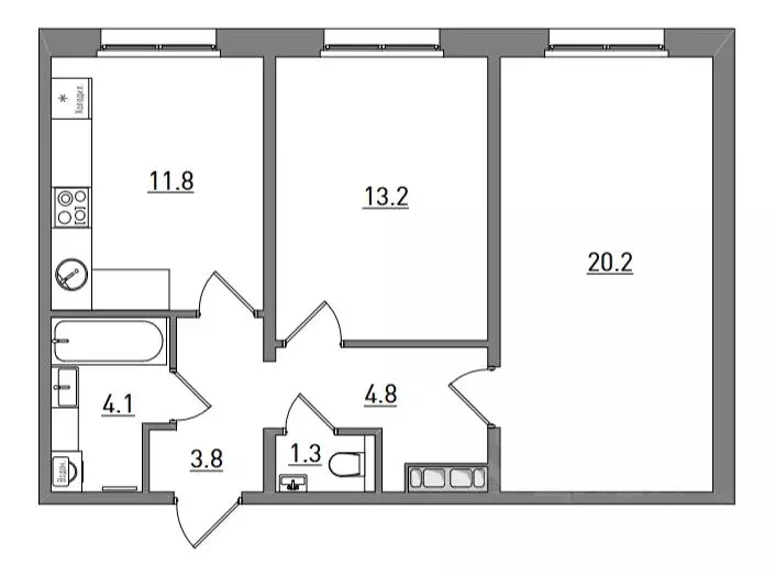 2-к кв. Кировская область, Киров ул. Чистопрудненская, 13А (59.2 м) - Фото 1