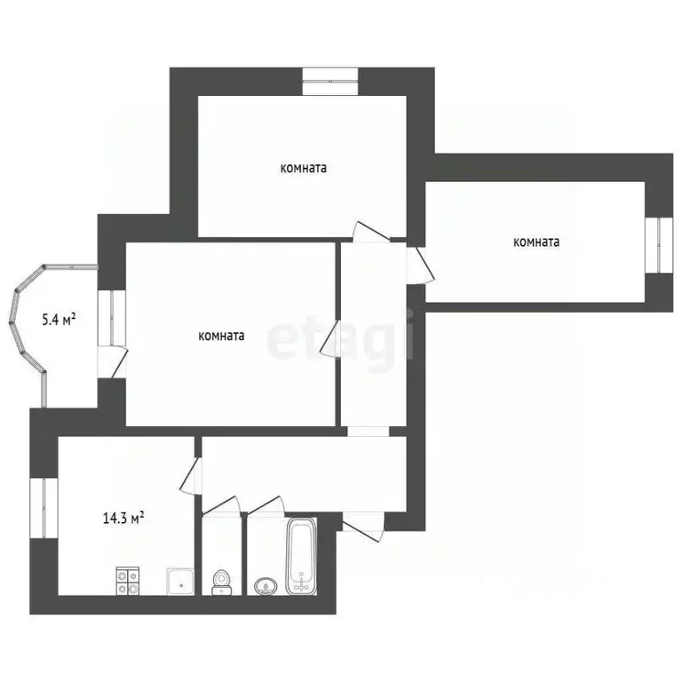 3-к кв. Башкортостан, Стерлитамак ул. Худайбердина, 150Б (91.5 м) - Фото 2