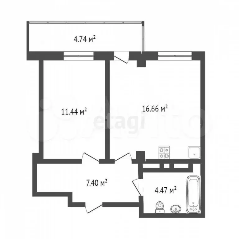 1-к. квартира, 40 м, 14/18 эт. - Фото 0