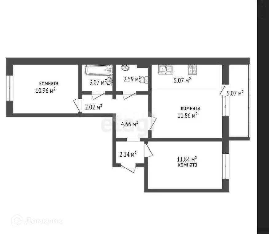 Продаётся 2-к квартира, 54.3 м - Фото 0