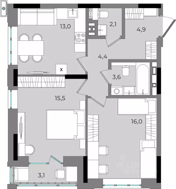 2-к кв. Удмуртия, Ижевск Северо-Западный жилрайон, 2-й мкр, Новый ... - Фото 1