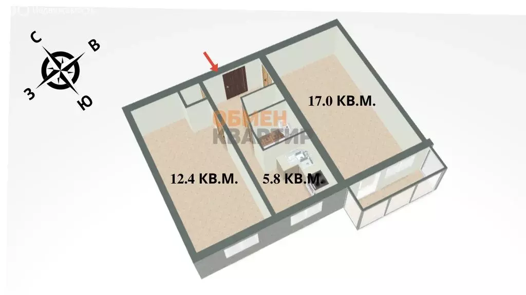 2-комнатная квартира: Екатеринбург, улица Белинского, 140к2 (44.8 м) - Фото 0