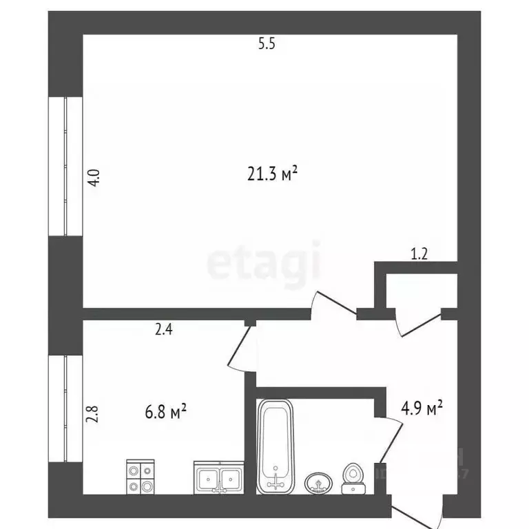 1-к кв. Крым, Симферополь ул. Киевская (36.2 м) - Фото 0