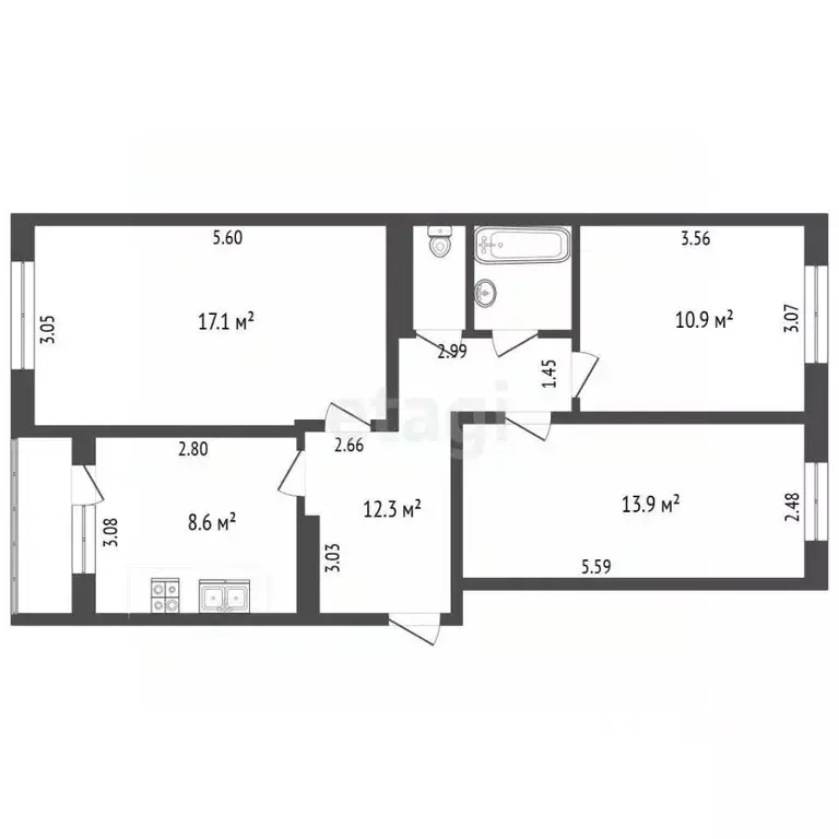3-к кв. Московская область, Люберцы городской округ, Октябрьский пгт ... - Фото 2