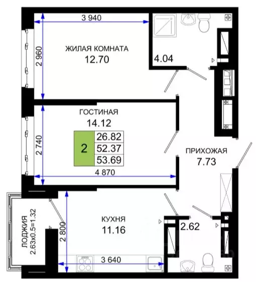 2-к кв. Ростовская область, Ростов-на-Дону Нефтекачка кв-л, Октябрь ... - Фото 0