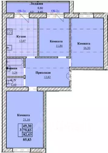 3-к кв. Ивановская область, Иваново ул. Парижской Коммуны, 21 (82.43 ... - Фото 0