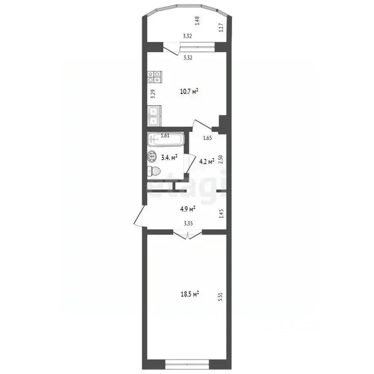 1-к кв. Саха (Якутия), Якутск ул. Лермонтова, 100/1 (41.7 м) - Фото 2