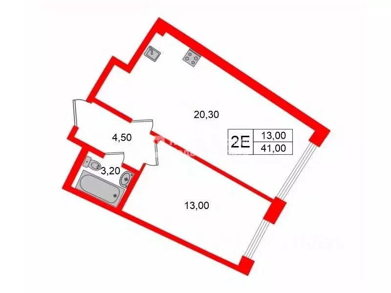 1-к кв. Санкт-Петербург наб. Миклухо-Маклая, 3к1 (41.0 м) - Фото 2