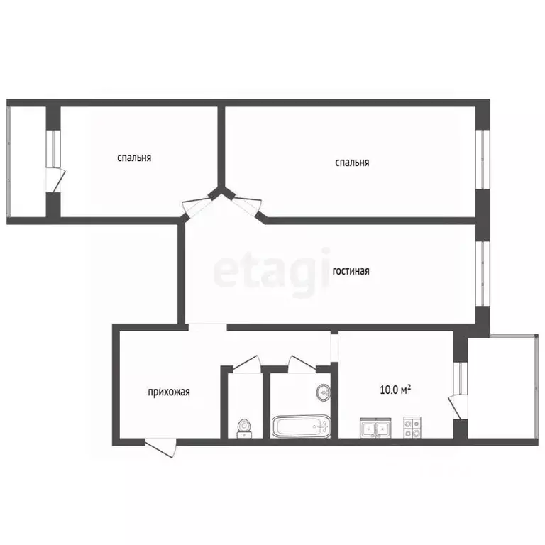 3-к кв. Алтайский край, Барнаул Красноармейский просп., 61 (66.4 м) - Фото 2