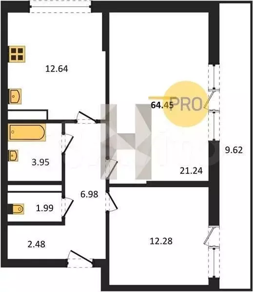 Квартира-студия, 21,4 м, 9/21 эт. - Фото 1