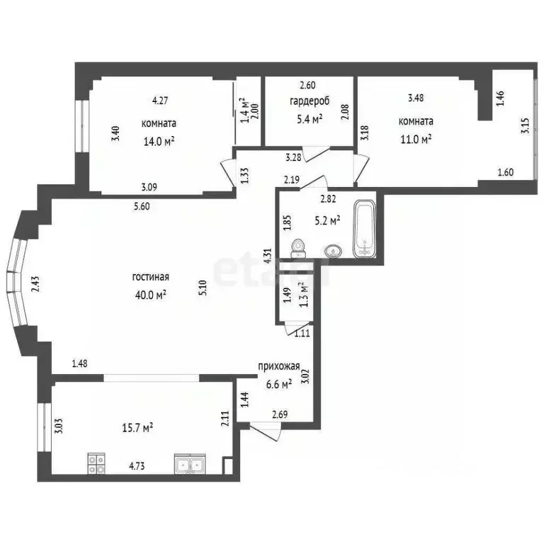 3-к кв. Кемеровская область, Кемерово просп. Шахтеров, 70 (102.0 м) - Фото 2
