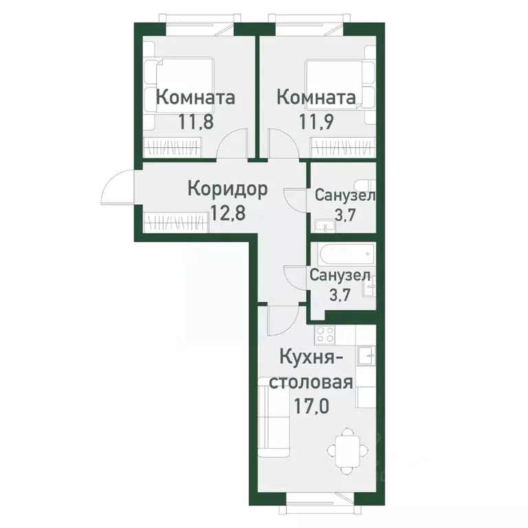 2-к кв. Челябинская область, Челябинский городской округ, пос. ... - Фото 0