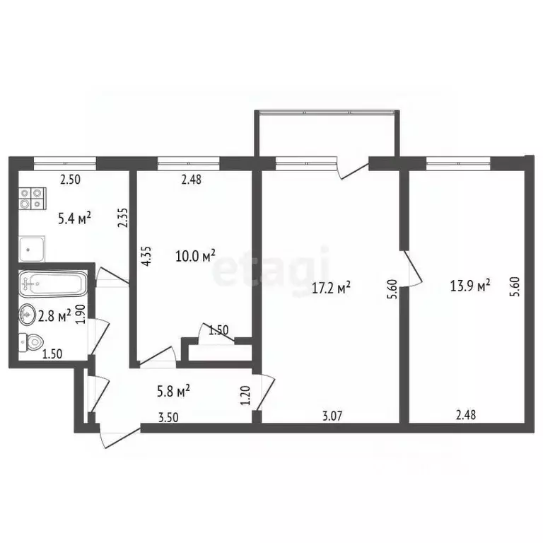 3-к кв. Нижегородская область, Выкса Гоголя мкр, 28 (55.9 м) - Фото 1