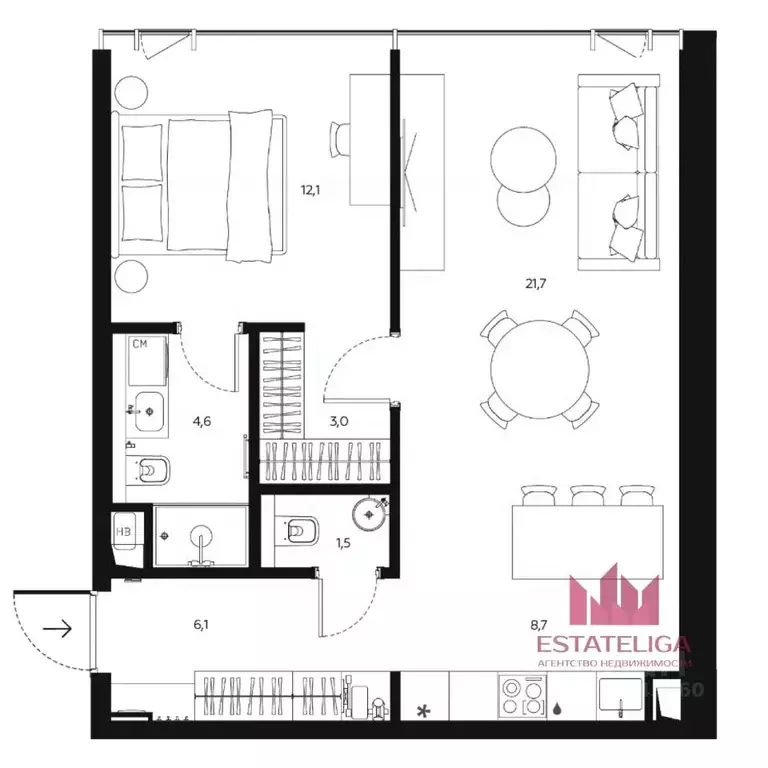 2-к кв. Москва ул. Даниловский Вал, 1А (56.0 м) - Фото 1