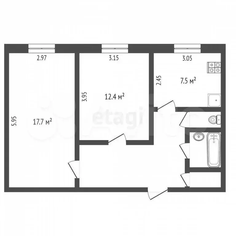 2-к. квартира, 54 м, 8/10 эт. - Фото 0