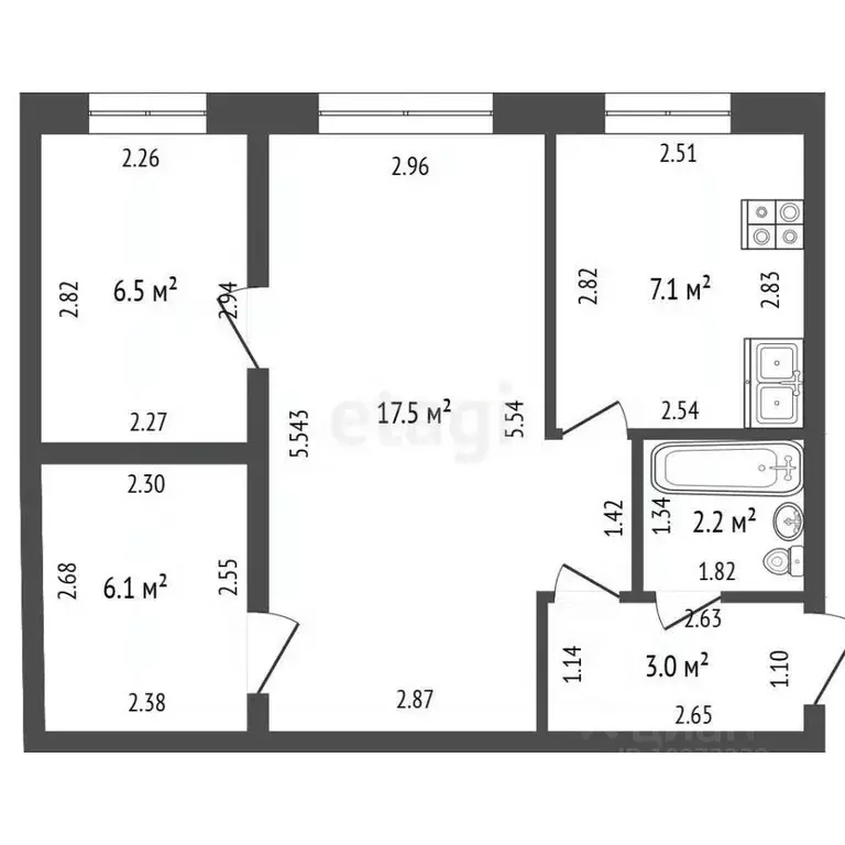 2-к кв. Башкортостан, Стерлитамак ул. Имая Насыри, 17 (42.4 м) - Фото 1