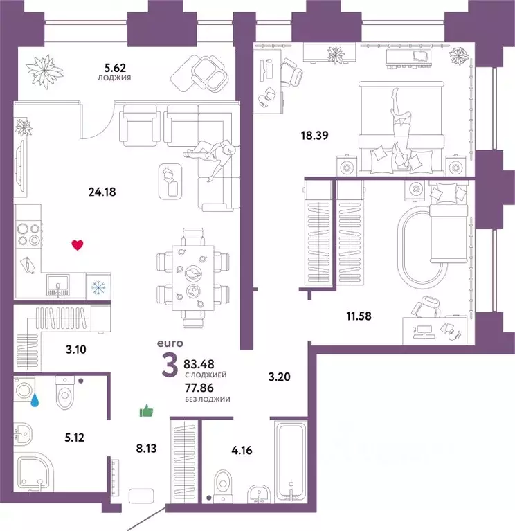 3-к кв. Тюменская область, Тюмень ул. Тимофея Чаркова, 93 (83.17 м) - Фото 1