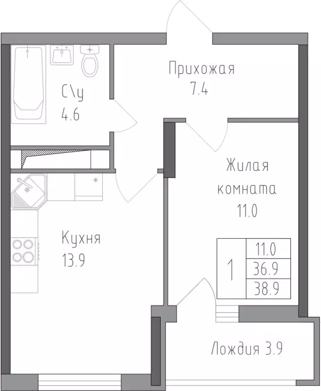 1-к кв. Липецкая область, Липецк ул. Тельмана, 120 (38.9 м) - Фото 0