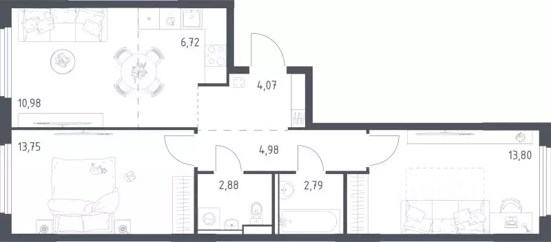 2-к кв. Московская область, Ленинский городской округ, Мисайлово пгт, ... - Фото 1
