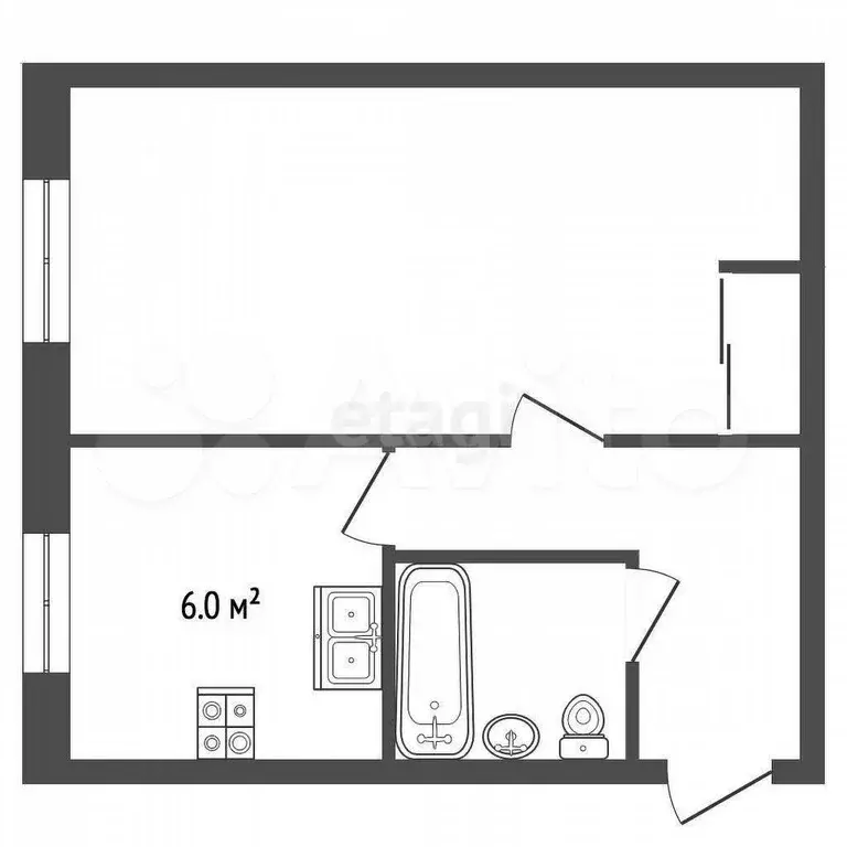 1-к. квартира, 30,6 м, 2/5 эт. - Фото 1