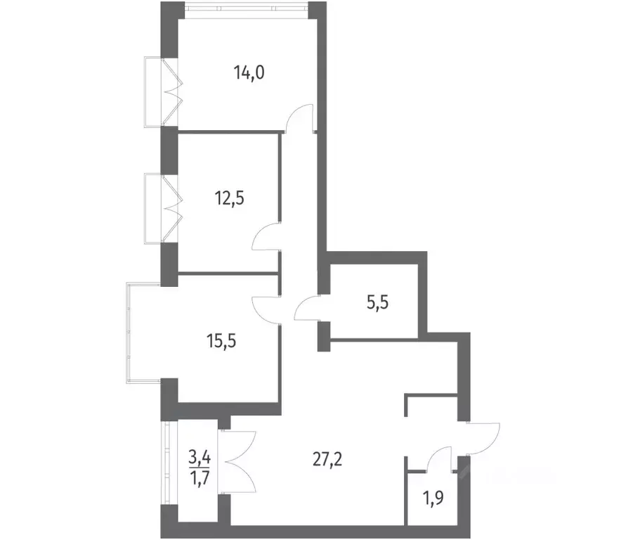 3-к кв. Санкт-Петербург ул. Академика Константинова, 1к1 (89.01 м) - Фото 0