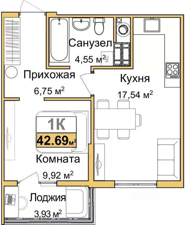 1-к кв. Крым, Симферополь ул. Батурина (40.83 м) - Фото 0