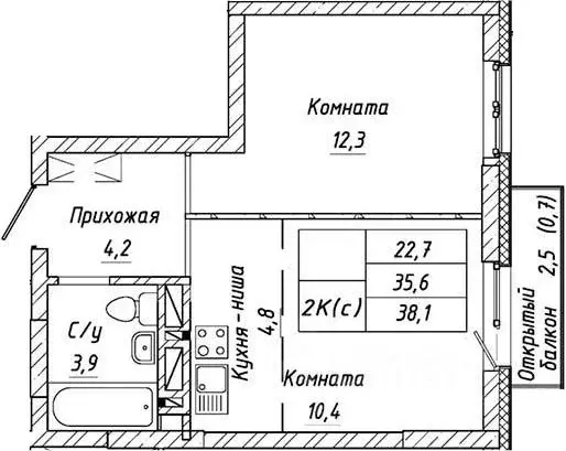 2-к кв. Новосибирская область, Новосибирск Тульская ул., 74 (37.4 м) - Фото 0