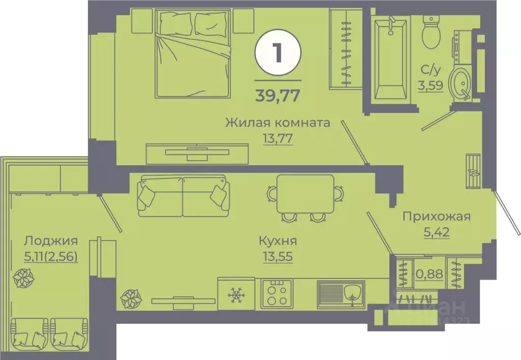 1-к кв. Ростовская область, Ростов-на-Дону просп. Солженицына, 25 ... - Фото 0