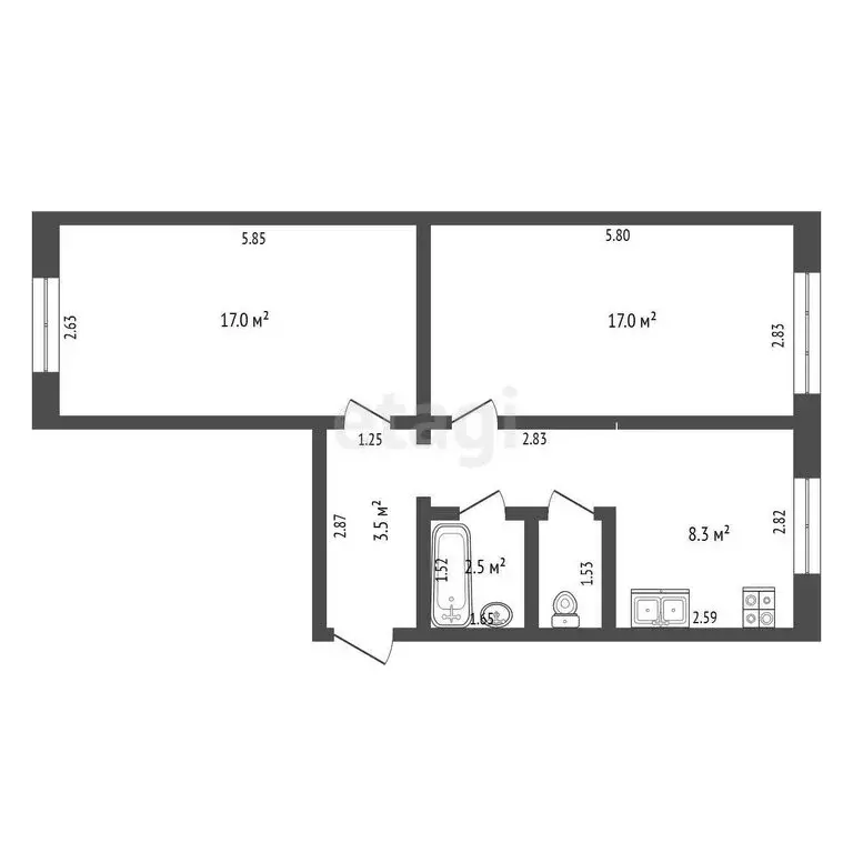 2-комнатная квартира: Кемерово, Белозёрная улица, 21 (52.5 м) - Фото 0