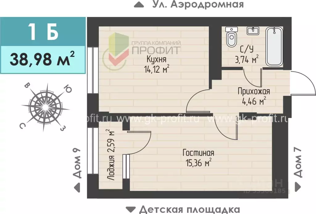1-к кв. Татарстан, Набережные Челны ул. Жданова, 3 (38.98 м) - Фото 1
