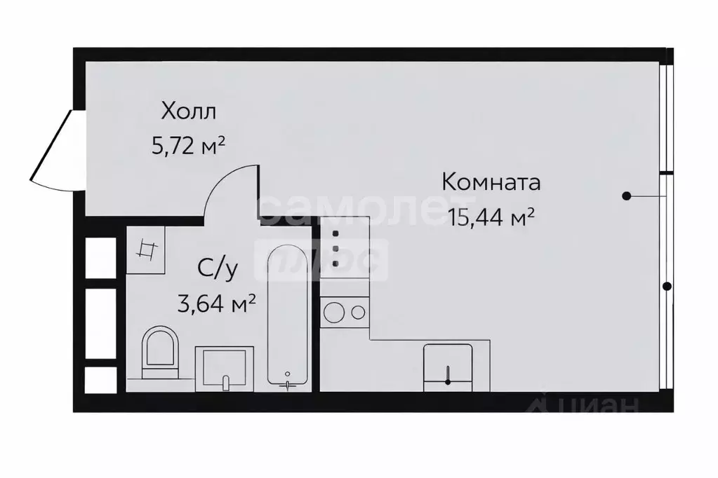 Студия Москва Шереметьевская ул., 21 (24.8 м) - Фото 2