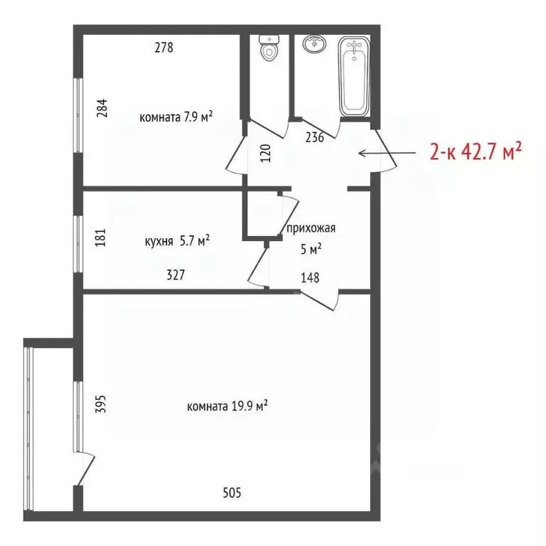 2-к кв. Свердловская область, Екатеринбург ул. Дагестанская, 2 (42.7 ... - Фото 1