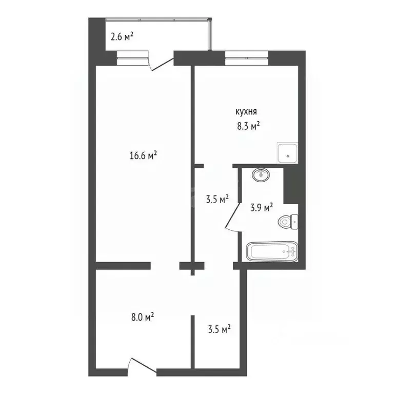 1-к кв. Красноярский край, Красноярск Аральская ул., 41 (45.1 м) - Фото 2