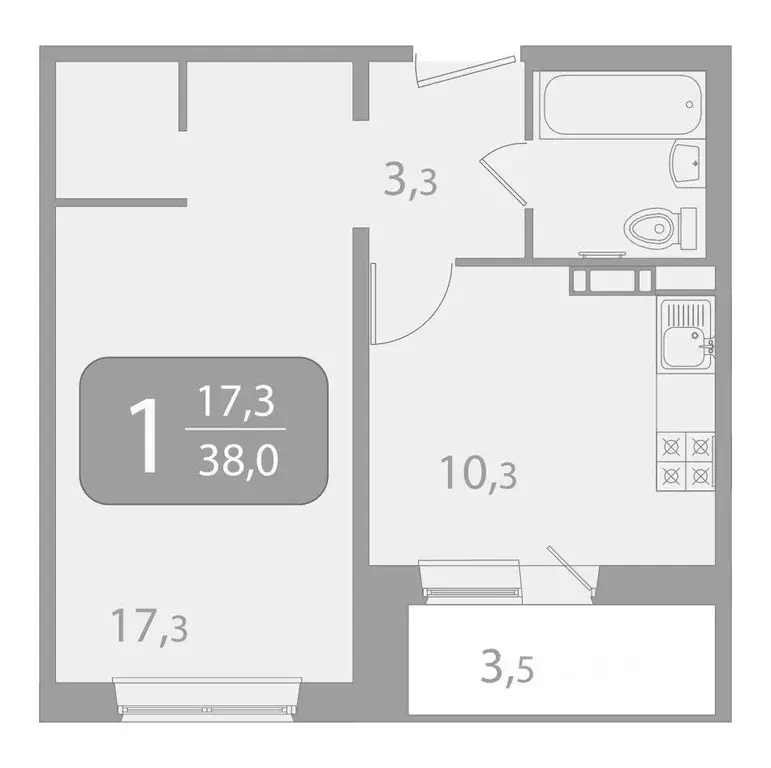 1-к кв. Томская область, Томск ул. Пришвина, 50 (37.0 м) - Фото 2