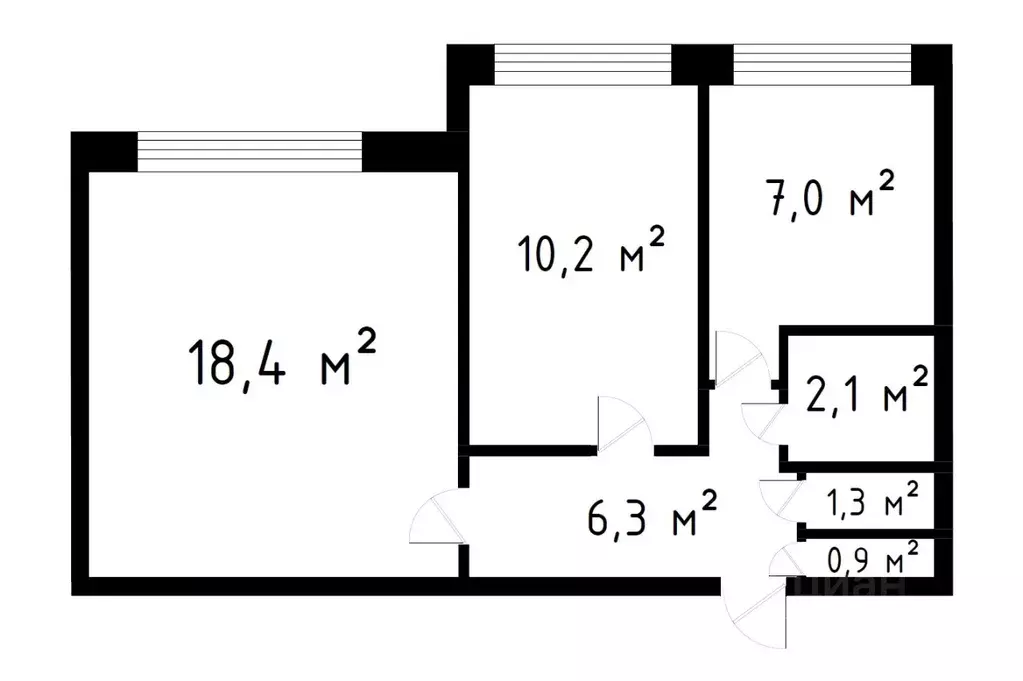 2-к кв. Санкт-Петербург просп. Косыгина, 30К3 (46.2 м) - Фото 1