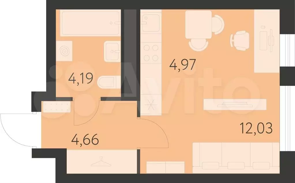 Квартира-студия, 26 м, 4/25 эт. - Фото 0