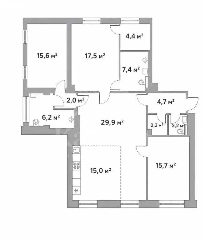 4-комнатная квартира: Москва, Усачёва улица, 62 (122.5 м) - Фото 1