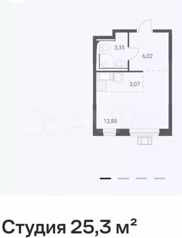 Квартира-студия, 25 м, 12/17 эт. - Фото 0
